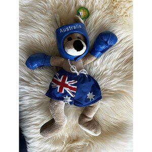 Boxing kangaroo Australia Souvenir Blue Gloves Plush Stuffed Animal 16” / 40cm